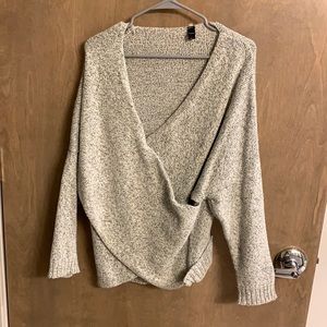 Deep cut wrap sweater